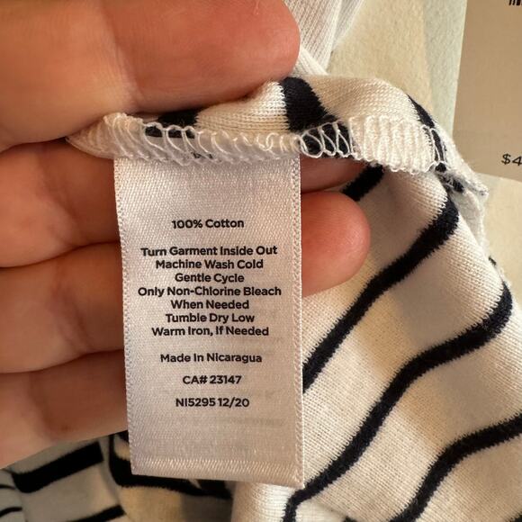 New Talbots Tee Top Black White Striped Split Neck Pullover Short Sleeves Sz 3X - Picture 3 of 5